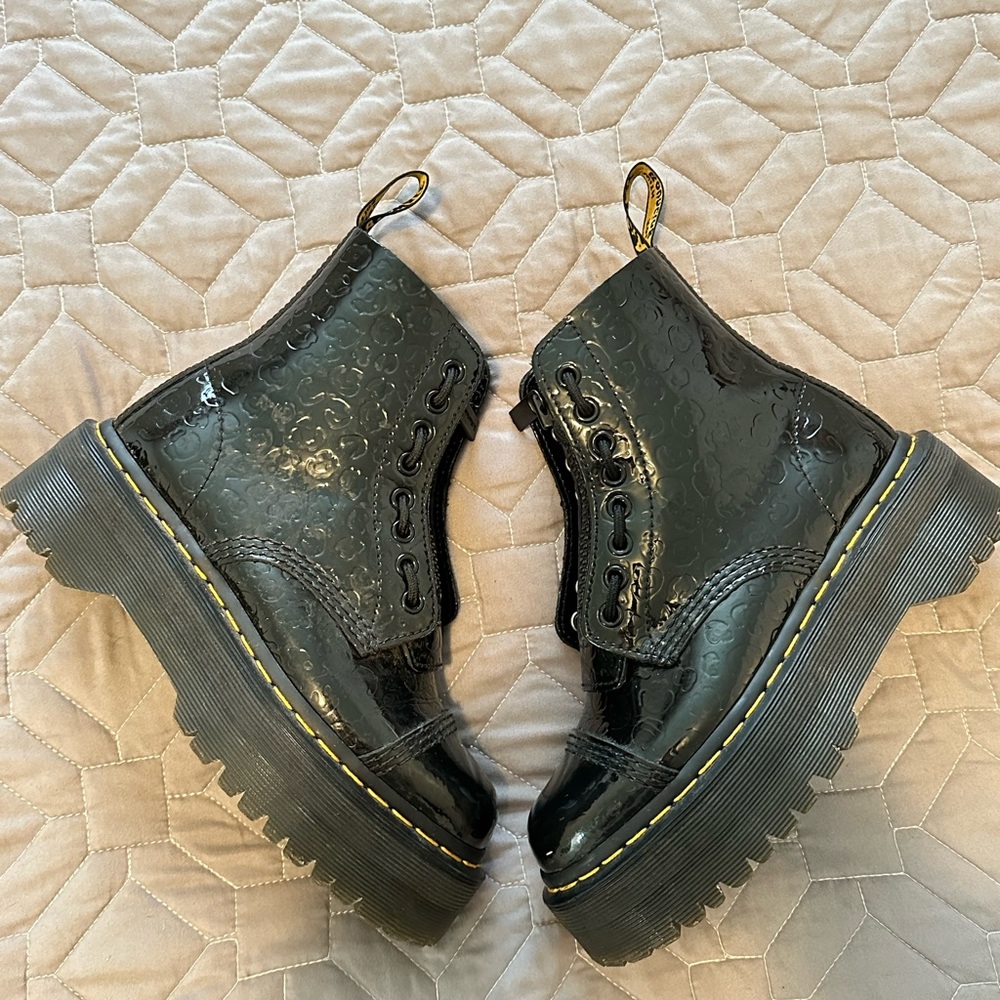 Black Leopard Patent Leather Dr. Marten Sinclair Boots